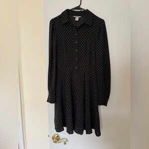 H&M Black Long Sleeve Dress with Pink Dots